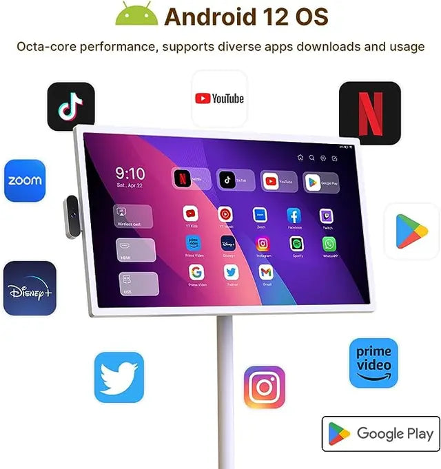 شاشة متنقلة اندرويد لمس ذكية تكتك مع ستاند كاميرا 32 بوصة Taktik Portable Smart Screen 1080p Rotatable Touch Screen