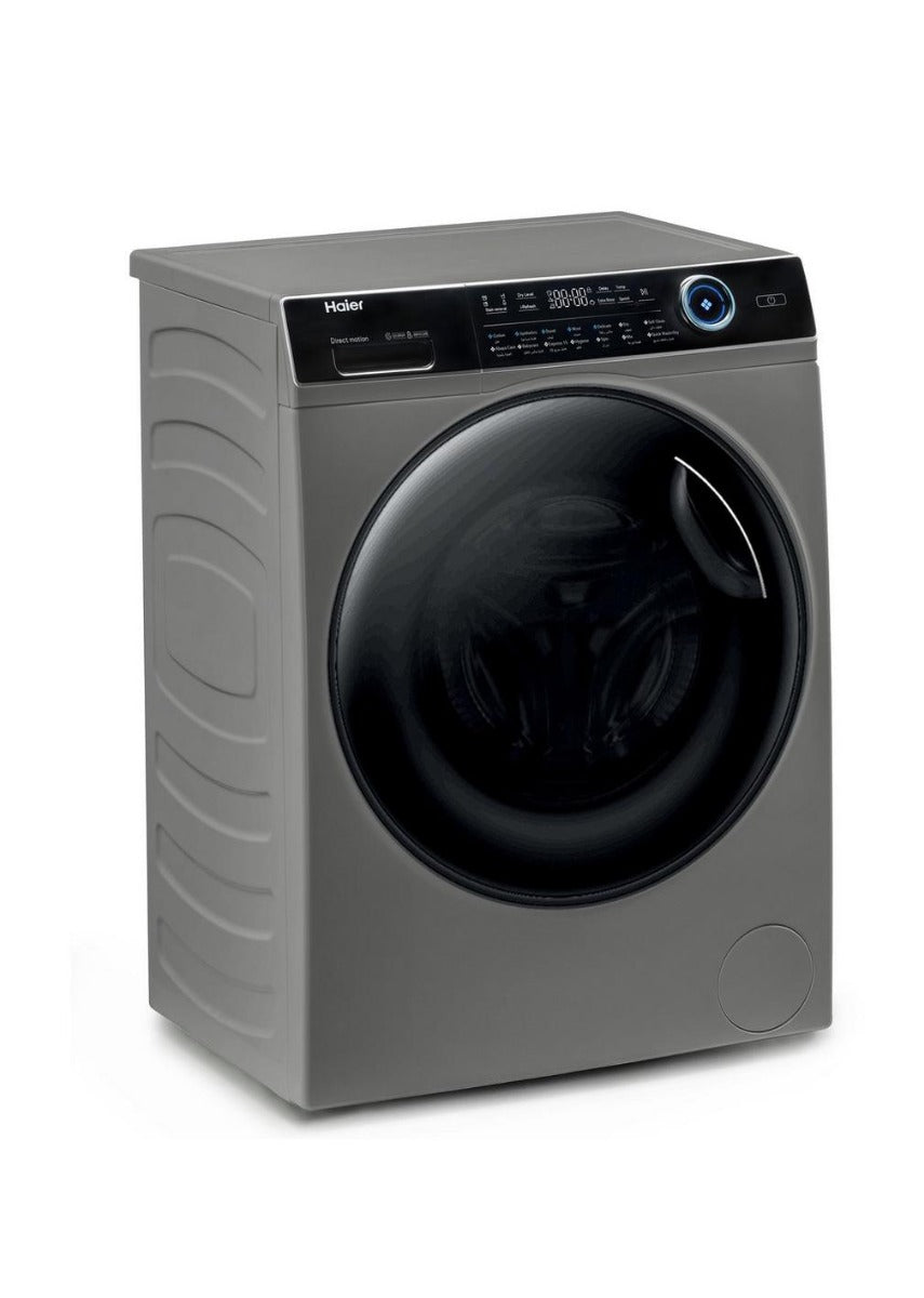 هاير غسالة ملابس اتوماتيك تعبئة امامية 10 كجم, تجفيف 100% 6 كجم, موتور دايركت درايف, فضي/اسود - HWD100-B14979S8