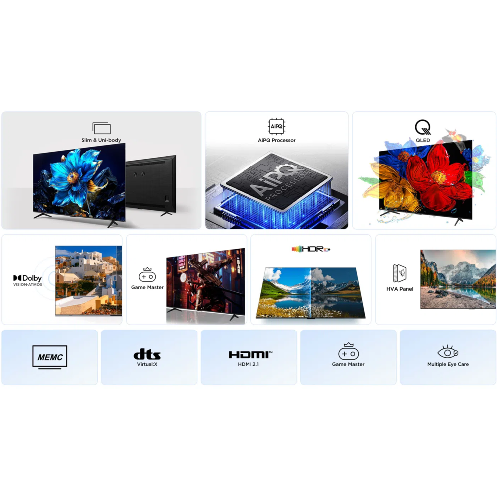 تي سي ال تلفزيون كيو ال اي دي 85 بوصة، سمارت، 4كي اتش دي آر 10 بلس، ألترا اتش دي، 60 هرتز، جوجل - 85P7k