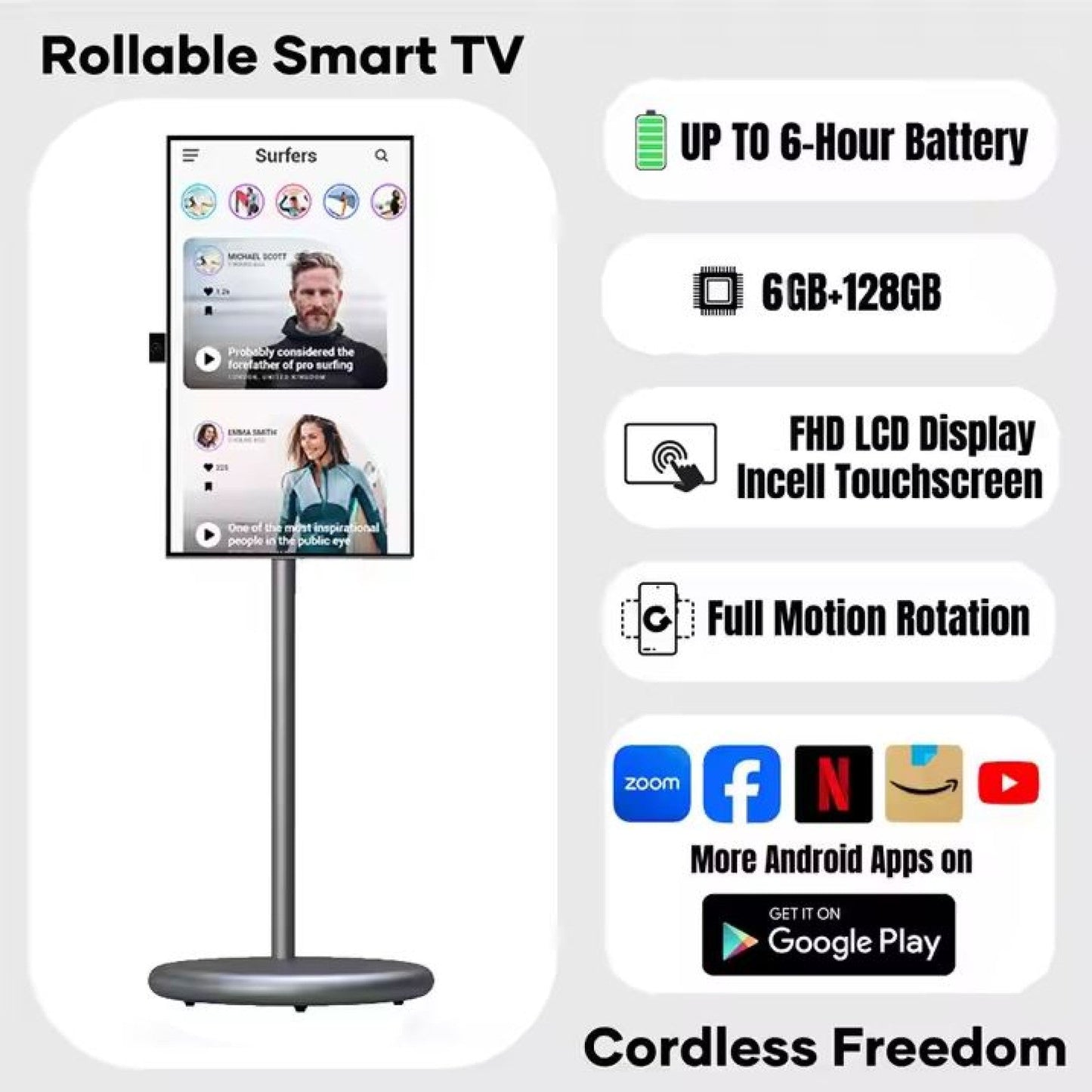شاشة متنقلة اندرويد لمس ذكية تكتك مع ستاند كاميرا 32 بوصة Taktik Portable Smart Screen 1080p Rotatable Touch Screen