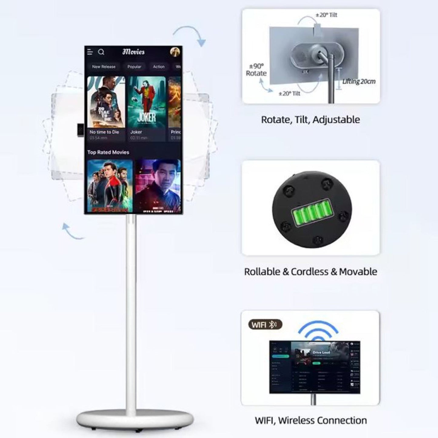 شاشة متنقلة اندرويد لمس ذكية تكتك مع ستاند كاميرا 32 بوصة Taktik Portable Smart Screen 1080p Rotatable Touch Screen