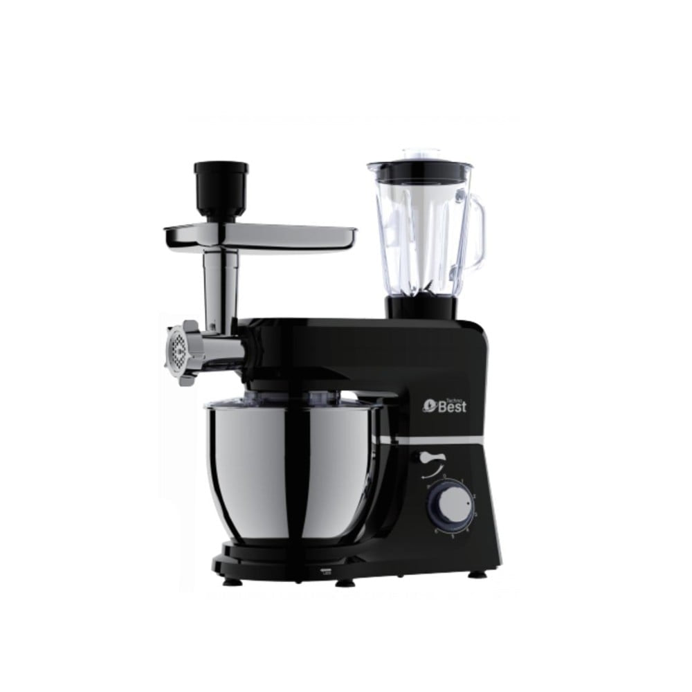 تكنو بيست عجان , 8 لتر ,  1100 واط , محرك نحاسي بالكامل , 6 سرعات + نبض,فضي,BKM-08L