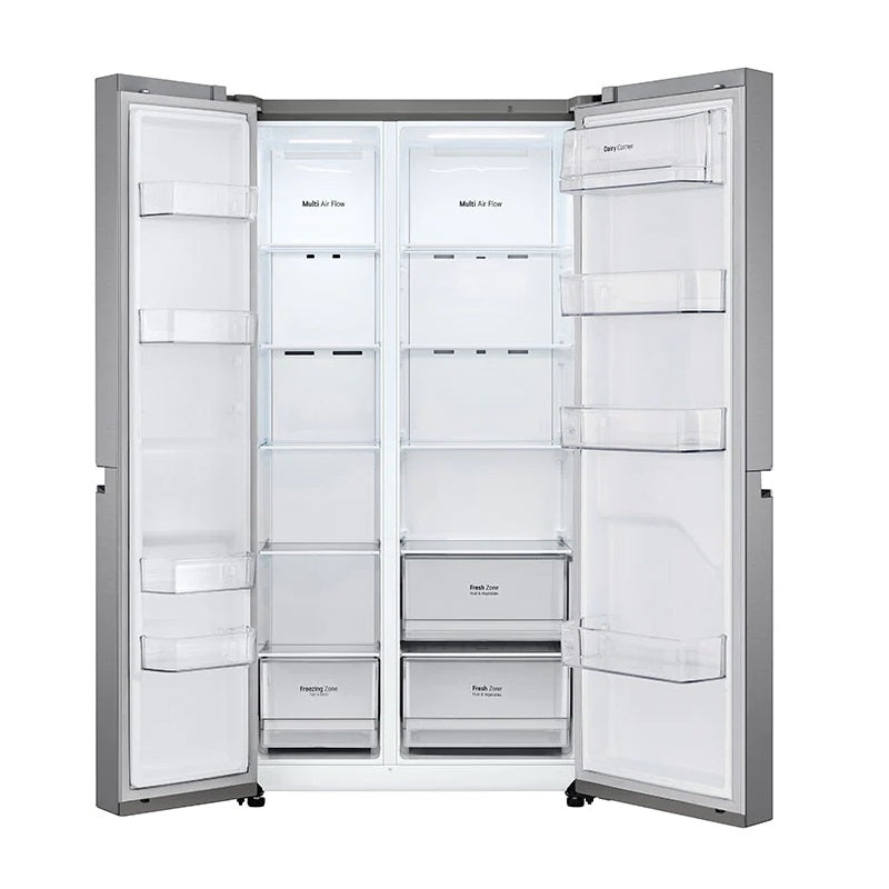 ثلاجة ال جي بابين دولابي 22.8 قدم، 647 لتر، مقبض مجوف، كمبروسر انفرتر، صناعة صينية، فضي - LS25CBBSIV